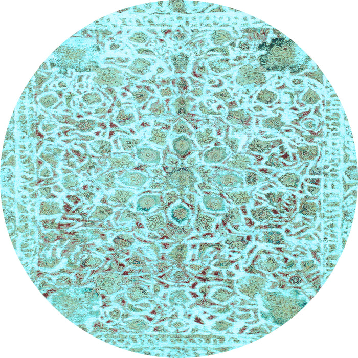 Round Machine Washable Abstract Light Blue Modern Rug, wshabs821lblu