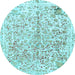 Round Machine Washable Abstract Light Blue Modern Rug, wshabs821lblu