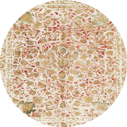 Round Machine Washable Abstract Wheat Beige Rug, wshabs821