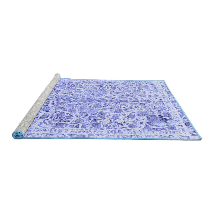 Sideview of Machine Washable Abstract Blue Modern Rug, wshabs821blu