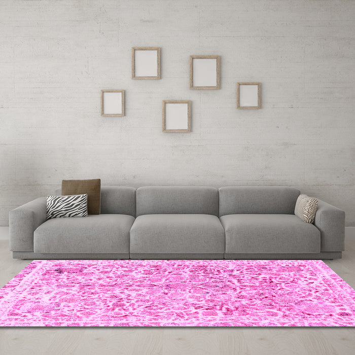 Machine Washable Abstract Pink Modern Rug in a Living Room, wshabs821pnk