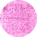 Round Machine Washable Abstract Pink Modern Rug, wshabs821pnk