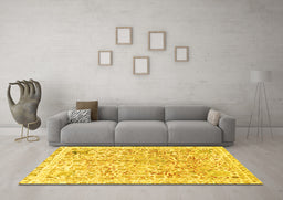 Machine Washable Abstract Yellow Modern Rug in a Living Room, wshabs821yw