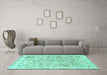 Machine Washable Abstract Turquoise Modern Area Rugs in a Living Room,, wshabs821turq