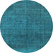 Round Abstract Light Blue Modern Rug, abs822lblu