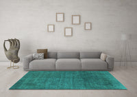 Machine Washable Abstract Turquoise Modern Rug, wshabs822turq