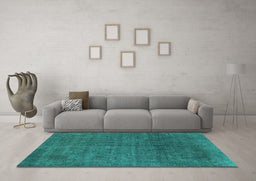 Machine Washable Abstract Turquoise Modern Area Rugs in a Living Room,, wshabs822turq