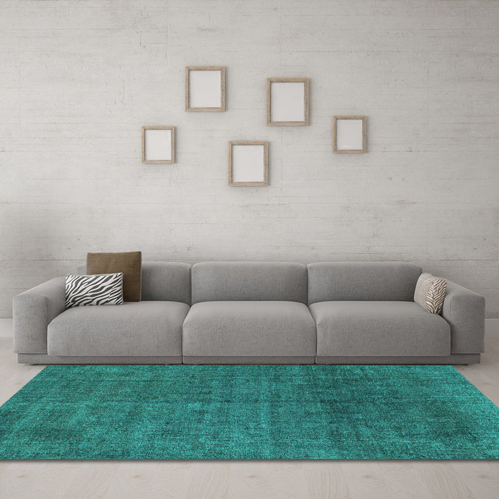 Machine Washable Abstract Turquoise Modern Area Rugs in a Living Room,, wshabs822turq