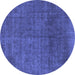 Round Abstract Blue Modern Rug, abs822blu