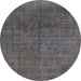 Round Machine Washable Abstract Gray Rug, wshabs822