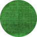 Round Abstract Green Modern Rug, abs822grn