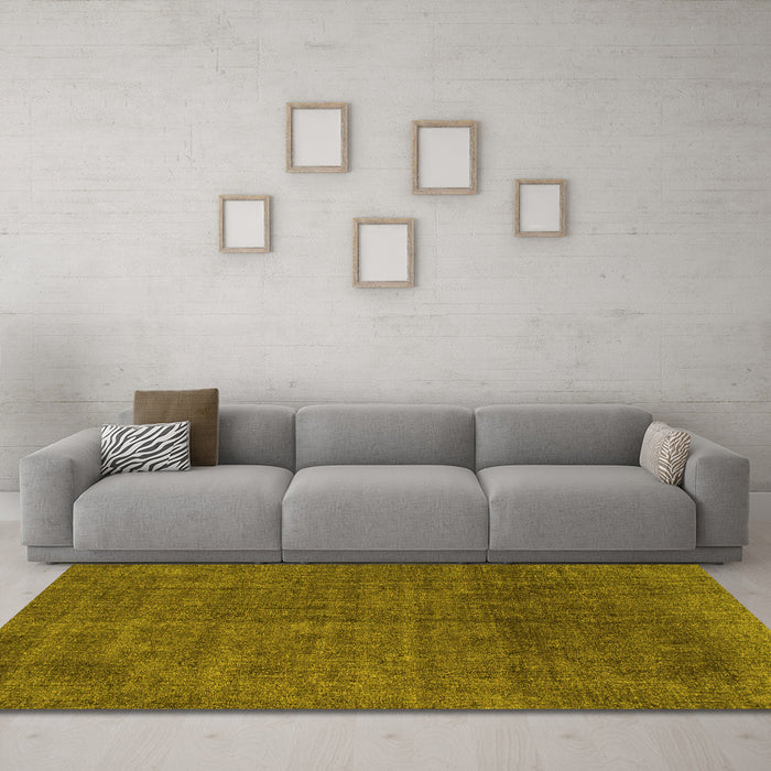 Machine Washable Abstract Yellow Modern Rug in a Living Room, wshabs822yw