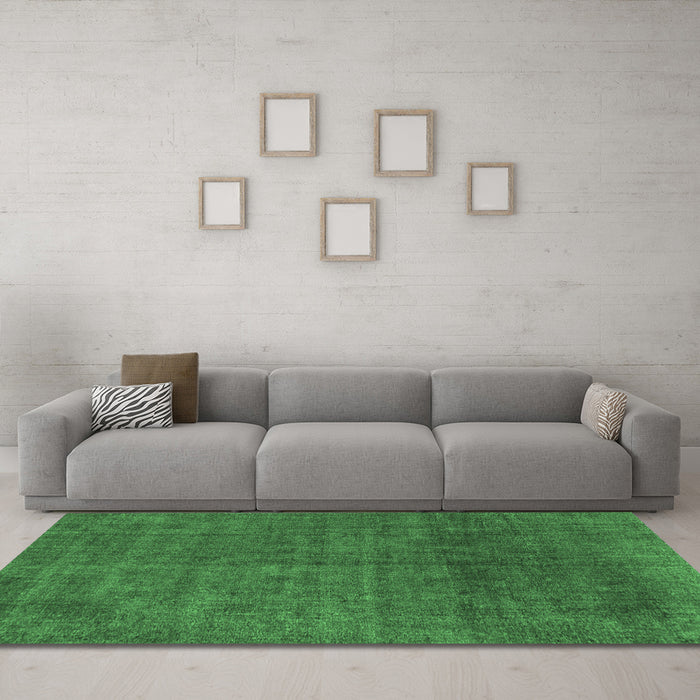 Machine Washable Abstract Emerald Green Modern Area Rugs in a Living Room,, wshabs822emgrn