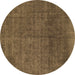 Round Abstract Brown Modern Rug, abs822brn