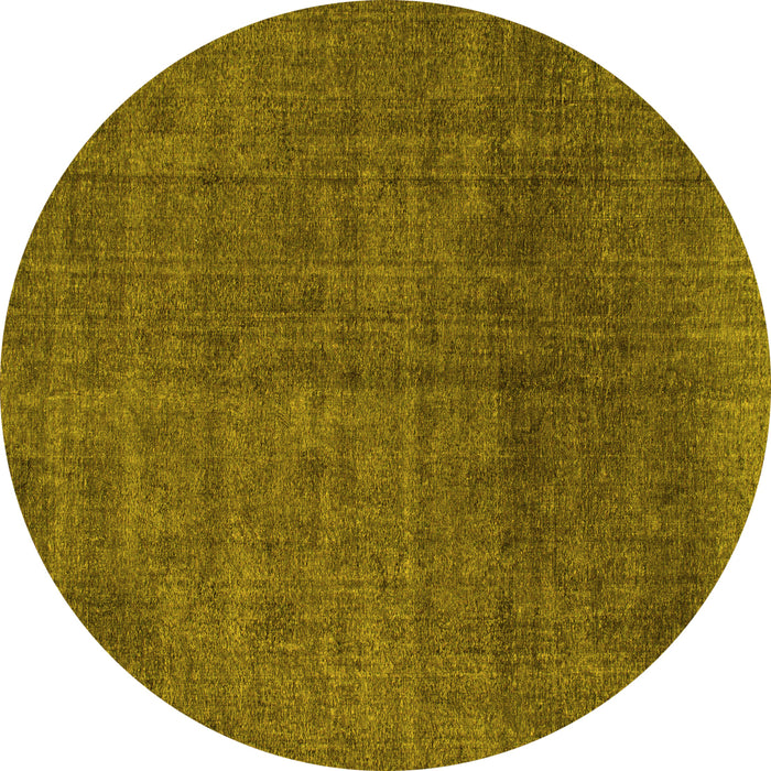 Round Machine Washable Abstract Yellow Modern Rug, wshabs822yw