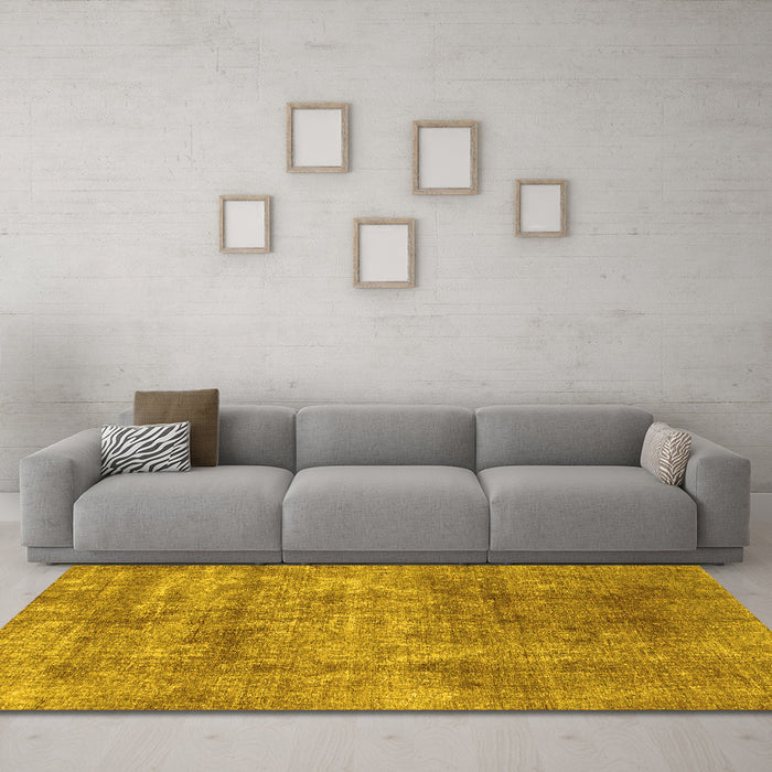 Machine Washable Abstract Yellow Modern Rug in a Living Room, wshabs823yw