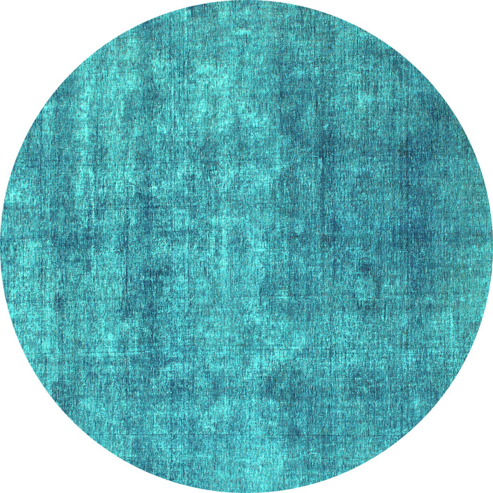 Round Machine Washable Abstract Turquoise Modern Area Rugs, wshabs823turq