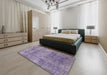 Machine Washable Abstract Purple Rug in a Bedroom, wshabs823