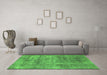 Machine Washable Abstract Green Modern Area Rugs in a Living Room,, wshabs823grn