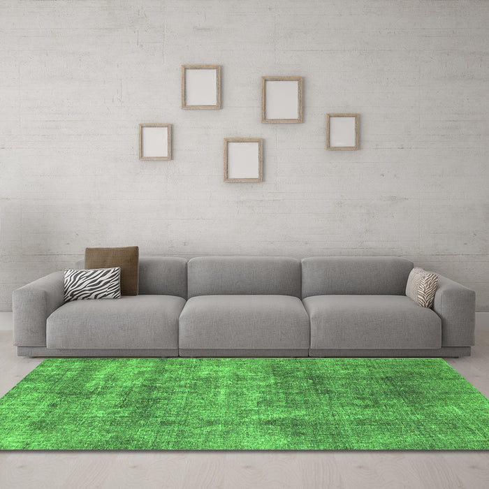 Machine Washable Abstract Green Modern Area Rugs in a Living Room,, wshabs823grn
