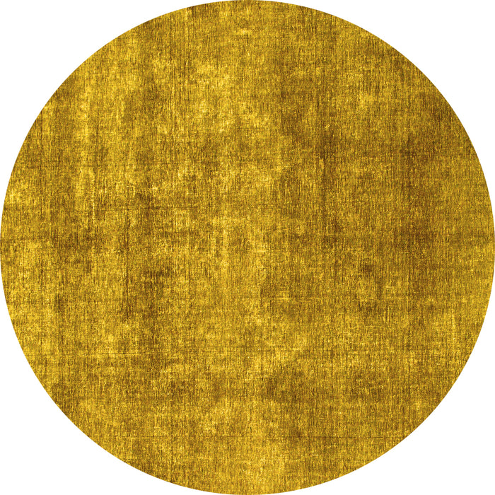 Round Abstract Yellow Modern Rug, abs823yw