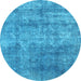 Round Machine Washable Abstract Light Blue Modern Rug, wshabs823lblu