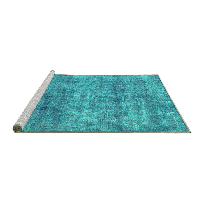Sideview of Machine Washable Abstract Turquoise Modern Area Rugs, wshabs823turq
