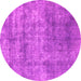 Round Machine Washable Abstract Pink Modern Rug, wshabs823pnk