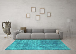 Machine Washable Abstract Turquoise Modern Area Rugs in a Living Room,, wshabs823turq