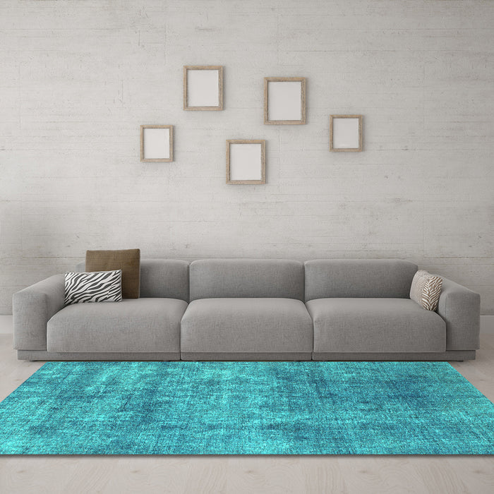 Machine Washable Abstract Turquoise Modern Area Rugs in a Living Room,, wshabs823turq