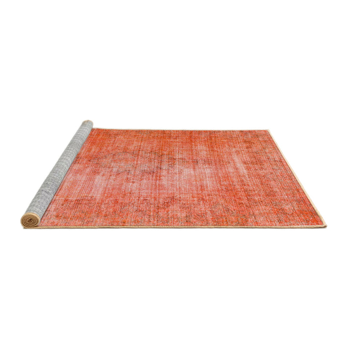 Sideview of Machine Washable Abstract Orange Red Rug, wshabs824