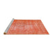 Sideview of Machine Washable Abstract Orange Red Rug, wshabs824