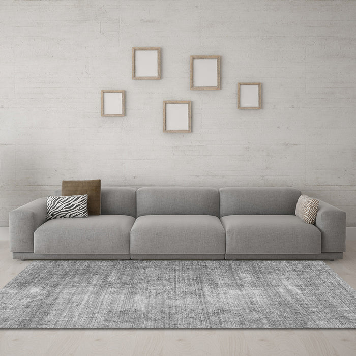 Machine Washable Abstract Gray Modern Rug in a Living Room,, wshabs824gry