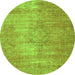 Round Abstract Green Modern Rug, abs824grn