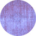 Round Abstract Blue Modern Rug, abs824blu