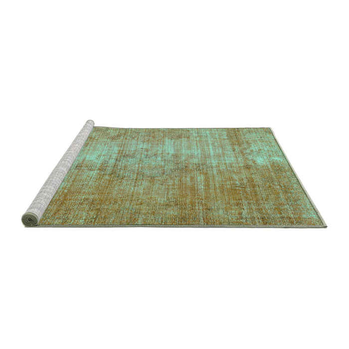 Sideview of Machine Washable Abstract Turquoise Modern Area Rugs, wshabs824turq