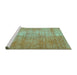 Sideview of Machine Washable Abstract Turquoise Modern Area Rugs, wshabs824turq