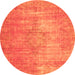 Round Abstract Orange Modern Rug, abs824org