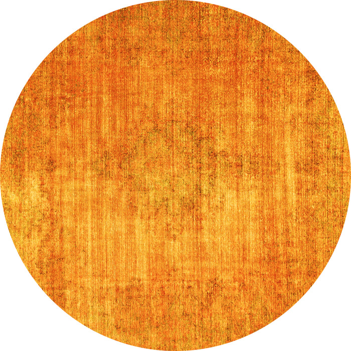 Round Abstract Yellow Modern Rug, abs824yw