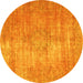 Round Abstract Yellow Modern Rug, abs824yw