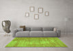 Machine Washable Abstract Green Modern Area Rugs in a Living Room,, wshabs824grn