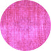 Round Machine Washable Abstract Purple Modern Area Rugs, wshabs824pur