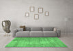 Machine Washable Abstract Emerald Green Modern Area Rugs in a Living Room,, wshabs824emgrn