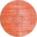 Round Machine Washable Abstract Orange Red Rug, wshabs824