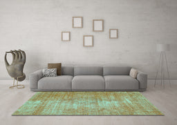 Machine Washable Abstract Turquoise Modern Area Rugs in a Living Room,, wshabs824turq