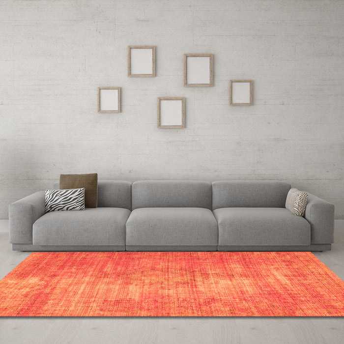 Machine Washable Abstract Orange Modern Area Rugs in a Living Room, wshabs824org