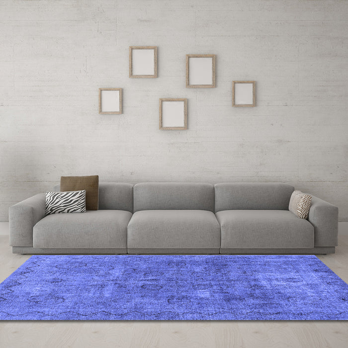 Machine Washable Abstract Blue Modern Rug in a Living Room, wshabs825blu