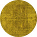 Round Abstract Yellow Modern Rug, abs825yw