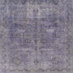 Square Machine Washable Abstract Lavender Purple Rug, wshabs825