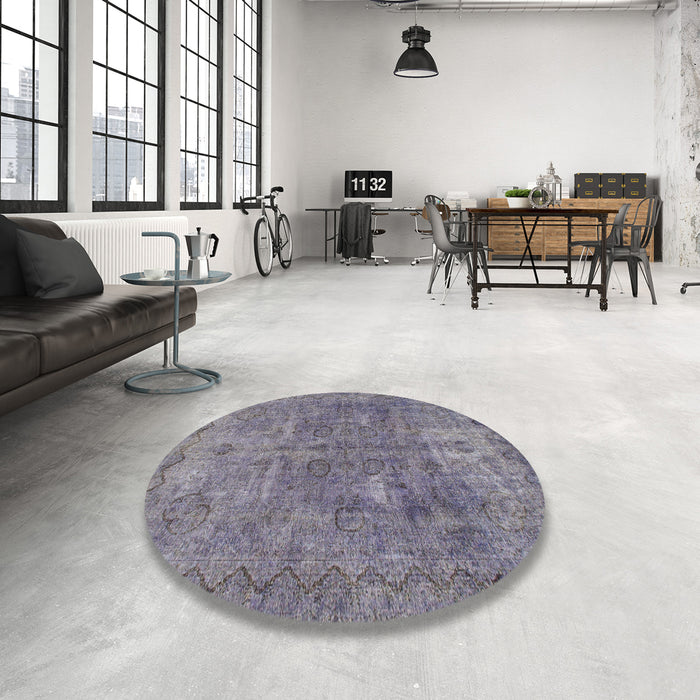 Round Abstract Lavender Purple Modern Rug in a Office, abs825